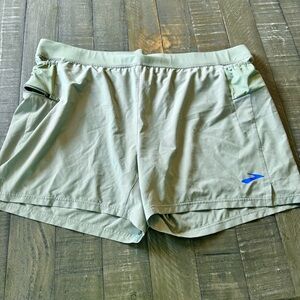 Brooks Men's Running Shorts RUN HAPPY Size XXL Green Athletic Outdoor Athleisure